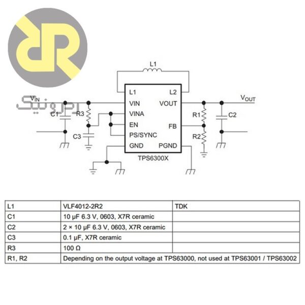 رگولاتور سوئیچینگ افزاینده و کاهنده TPS63000DRCR