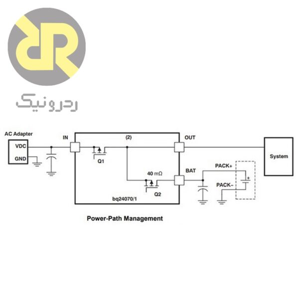 آی سی تغذیه و شارژر باتری لیتیومی BQ24070RHL